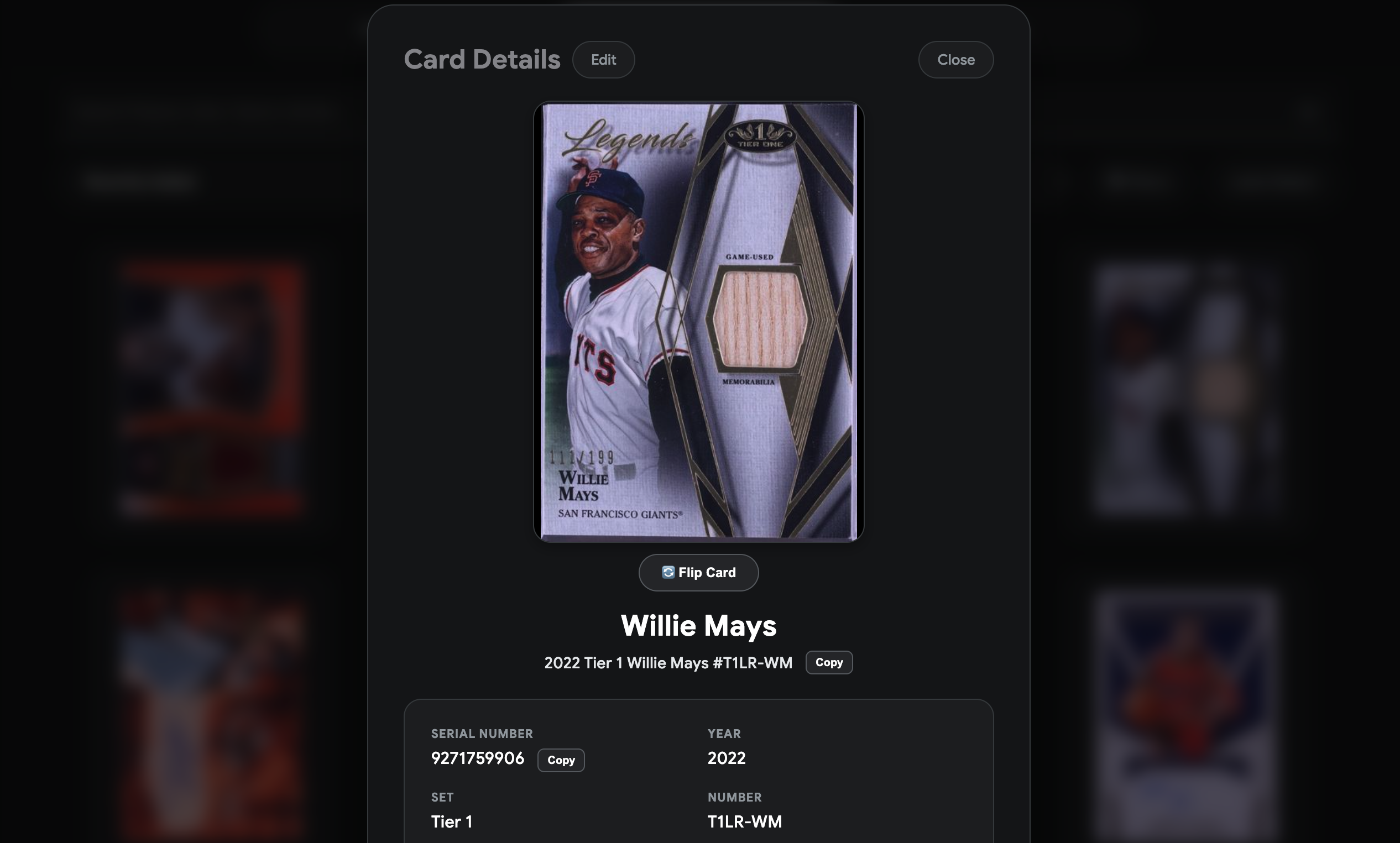 Card details